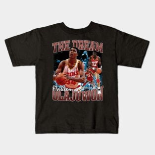 Hakeem Olajuwon The Dream Basketball Legend Signature Vintage Retro 80s 90s Bootleg Rap Style Kids T-Shirt